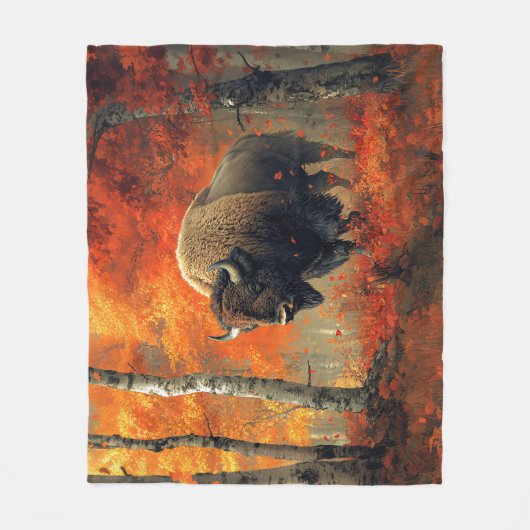 Bizon in de herfstkunst van Bossen Fleece Deken (Voorkant)