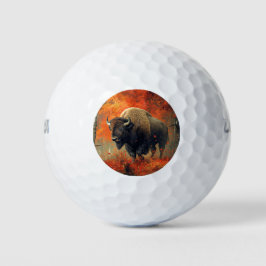 Bizon in de herfstkunst van Bossen Golfballen