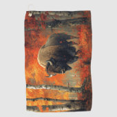 Bizon in de herfstkunst van Bossen Golfhanddoek (Voorkant)