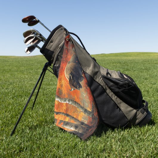 Bizon in de herfstkunst van Bossen Golfhanddoek (Groen)