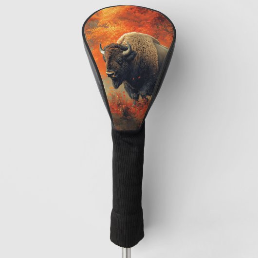 Bizon in de herfstkunst van Bossen Golfheadcover (Voorkant)
