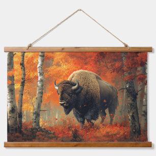 Bizon in de herfstkunst van Bossen Hangend Wandkleed