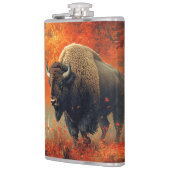 Bizon in de herfstkunst van Bossen Heupfles (Links)