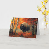 Bizon in de herfstkunst van Bossen Kaart (Gele Bloem)