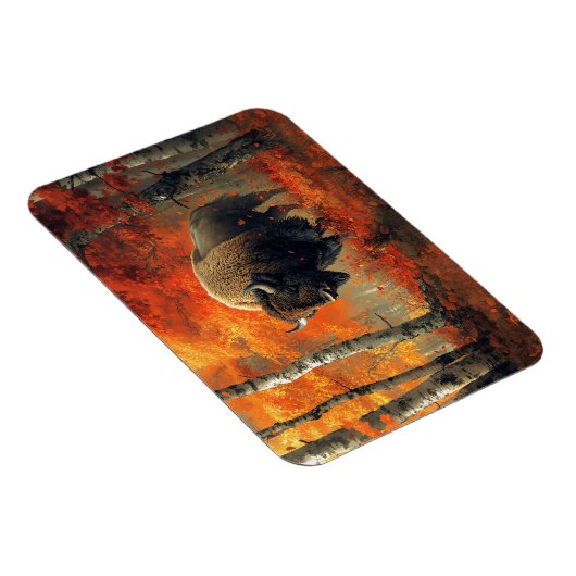 Bizon in de herfstkunst van Bossen Magneet (Rechterzijde)