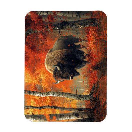 Bizon in de herfstkunst van Bossen Magneet (Verticaal)