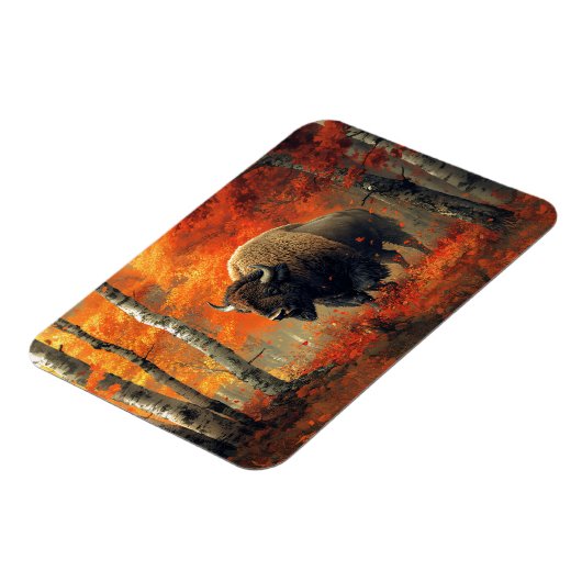 Bizon in de herfstkunst van Bossen Magneet (Linkerzijde)