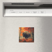 Bizon in de herfstkunst van Bossen Magneet (Insitu (Vaatwasser))