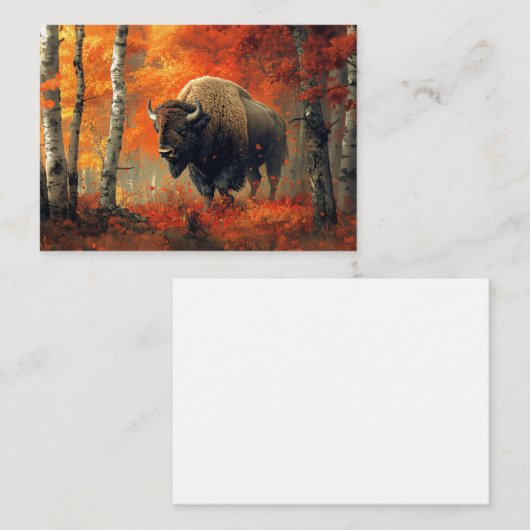 Bizon in de herfstkunst van Bossen Notitiekaartje (Voorkant / Achterkant)