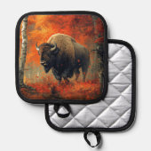 Bizon in de herfstkunst van Bossen Pannenlap (Voorkant / Achterkant)