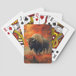 Bizon in de herfstkunst van Bossen Pokerkaarten
