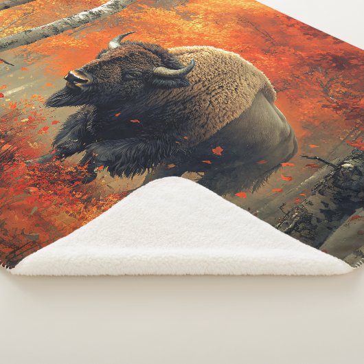 Bizon in de herfstkunst van Bossen Sherpa Deken (3/4)
