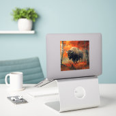 Bizon in de herfstkunst van Bossen Sticker (Laptop op bureau)