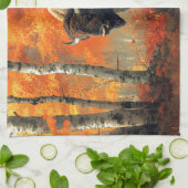 Bizon in de herfstkunst van Bossen Theedoek (Gevouwen)