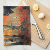 Bizon in de herfstkunst van Bossen Theedoek (Quarter Fold)