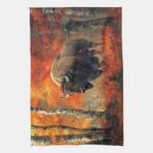 Bizon in de herfstkunst van Bossen Theedoek (Verticaal)