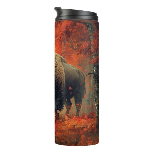 Bizon in de herfstkunst van Bossen Thermosbeker (Geroteerd rechts)