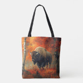 Bizon in de herfstkunst van Bossen Tote Bag (Achterkant)