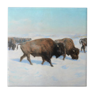 Bizon in de sneeuw (door Rosa Bonheur) Tegeltje