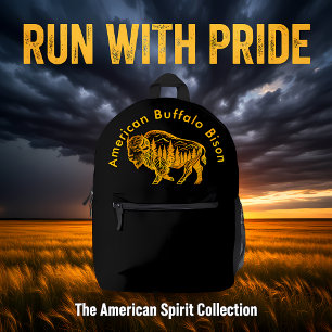 Bizon in een bos illustratie bedrukte rugzak