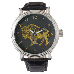Bizon in een bos illustratie horloge