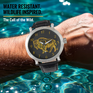 Bizon in een bos illustratie horloge