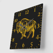 Bizon in een bos illustratie vierkante klok (Hoek)