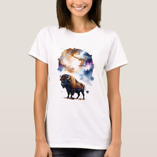 Bizon in kosmische vlakten t-shirt (Voorkant)