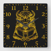 Bizon leest een boek met een nieuwsgierige uitdruk vierkante klok (Voorkant)