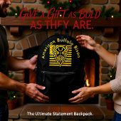 Bizon met Amerikaanse vlag achtergrond Bedrukte Rugzak