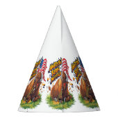 Bizon met Amerikaanse vlag in gras Feesthoedjes (Achterkant)