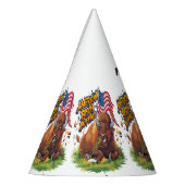 Bizon met Amerikaanse vlag in gras Feesthoedjes (Links)