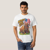 Bizon met Amerikaanse vlag in gras T-shirt (Voorkant volledig)