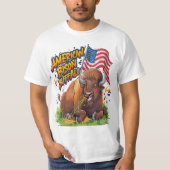 Bizon met Amerikaanse vlag in gras T-shirt (Voorkant)