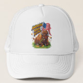 Bizon met Amerikaanse vlag in gras Trucker Pet (Voorkant)