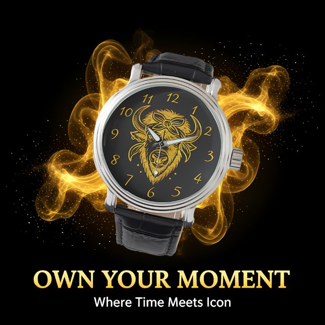 Bizon met bandana in grafische stijl horloge (Creator heeft geüpload)