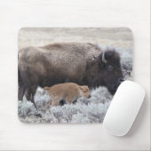 Bizon met kalf, Yellowstone Muismat (Met muis)