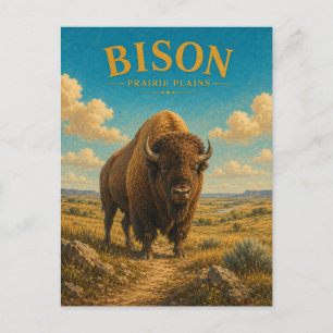Bizon Prairie Plains Watercolor GeoSaga Briefkaart