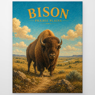 Bizon Prairie Plains Watercolor GeoSaga Briefkaart