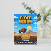 Bizon, Retro 8-Bit Pixelkunst Briefkaart (Staand voorkant)