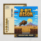 Bizon, Retro 8-Bit Pixelkunst Briefkaart (Voorkant / Achterkant)