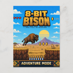 Bizon, Retro 8-Bit Pixelkunst Briefkaart