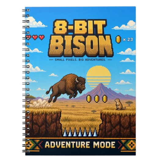 Bizon, Retro 8-Bit Pixelkunst Notitieboek (Voorkant)