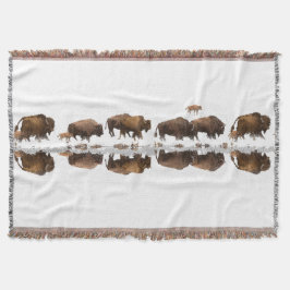 Bizon Roaming in de winter Sneeuw | Deken