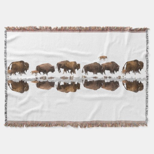 Bizon Roaming in de winter Sneeuw | Deken (Voorkant)