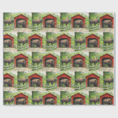 Bizon rode overdekte brug cadeaupapier (Vlak)