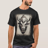 Bizon schedel hoofd buffel boho stijl tatto gotisc t-shirt (Voorkant)