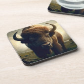 Bizon schilderij bier onderzetter (Linkerzijde)