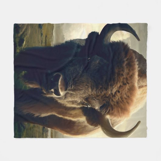 Bizon schilderij fleece deken (Voorkant (Horizontaal))