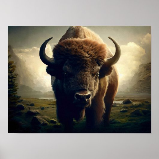Bizon schilderij poster (Voorkant)